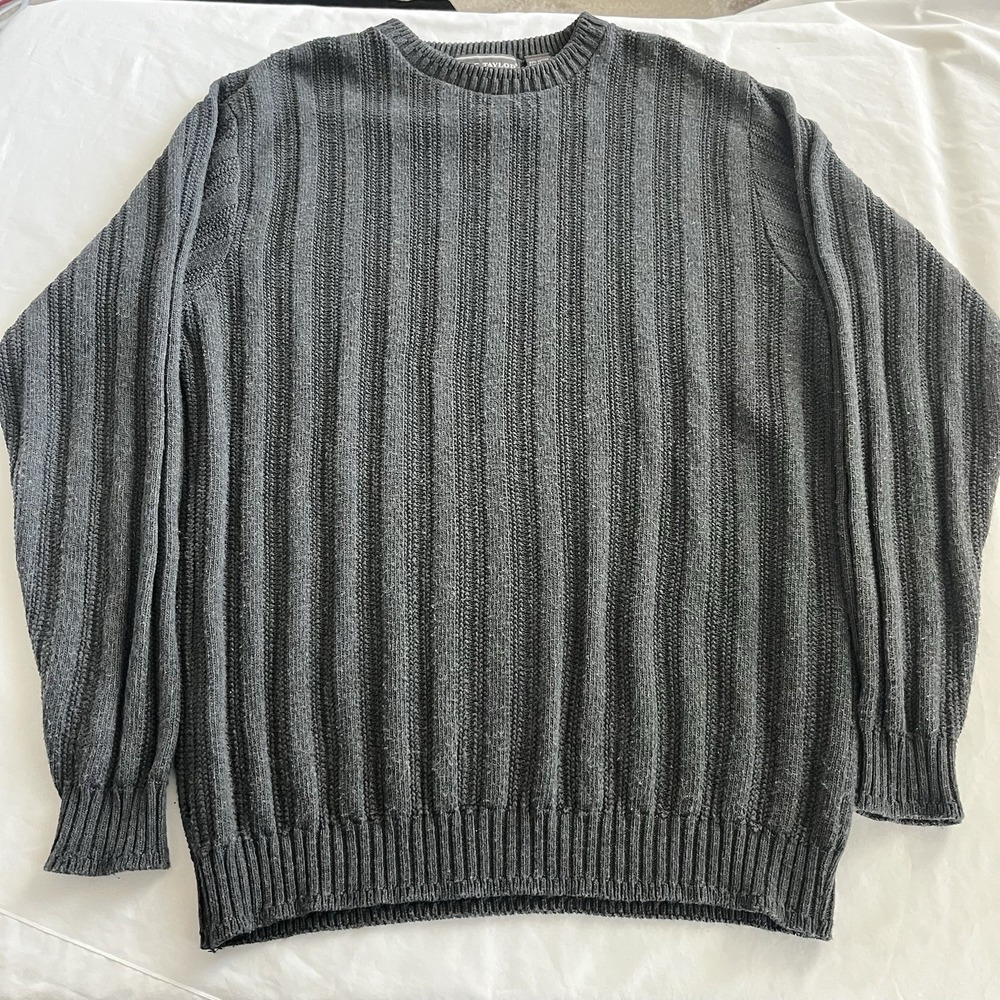Vintage David Taylor Sweater Mens L Tall Cable Knit Pullover USA Made 90s